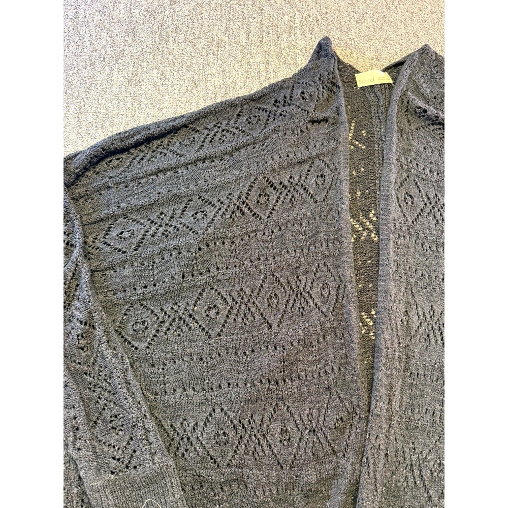 Becool Crochet Knit Cardigan Sweater Womens M/L Black Open Front Relaxed Fit - Picture 5 of 16